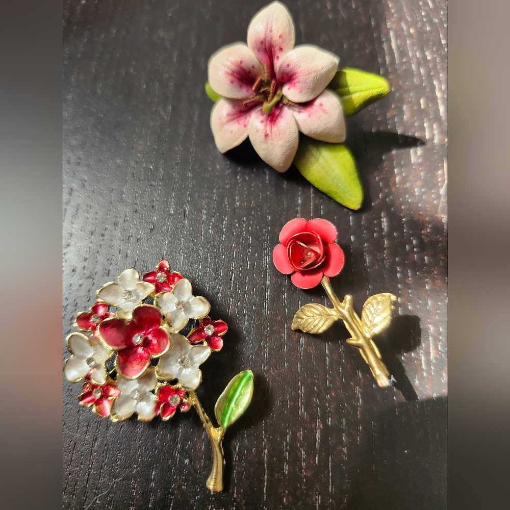 Vintage  Floral Brooch Set